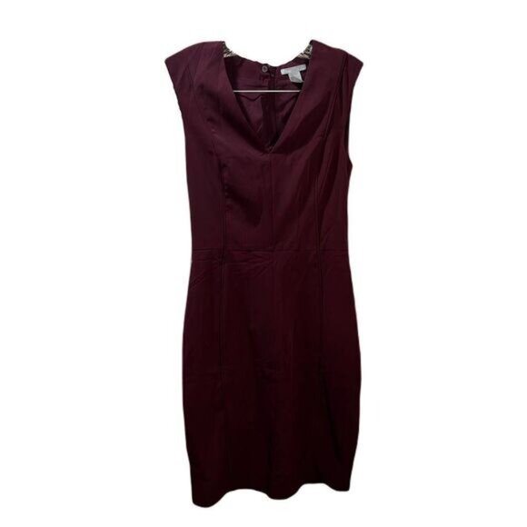 Ann Taylor Burgundy Sleeveless Sheath Dress With Back Zipper Closure Womens Size - Picture 1 of 3